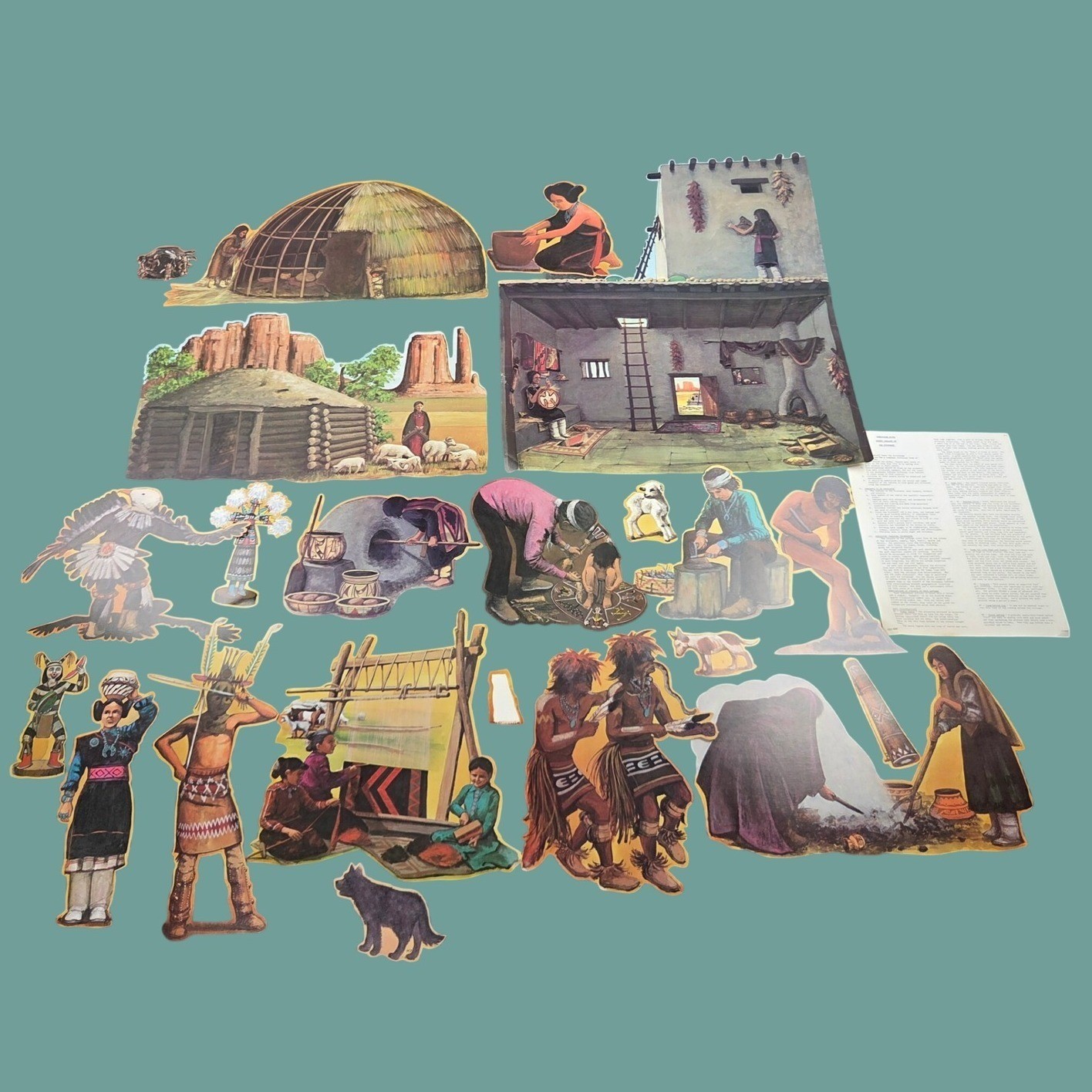 Desert Indians Southwest Visuals Set Vintage Educational die cuts classroom