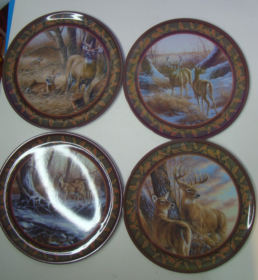 Wild Wings by R&D Lot of 4 Deer Scene Plates 10in Buck Doe