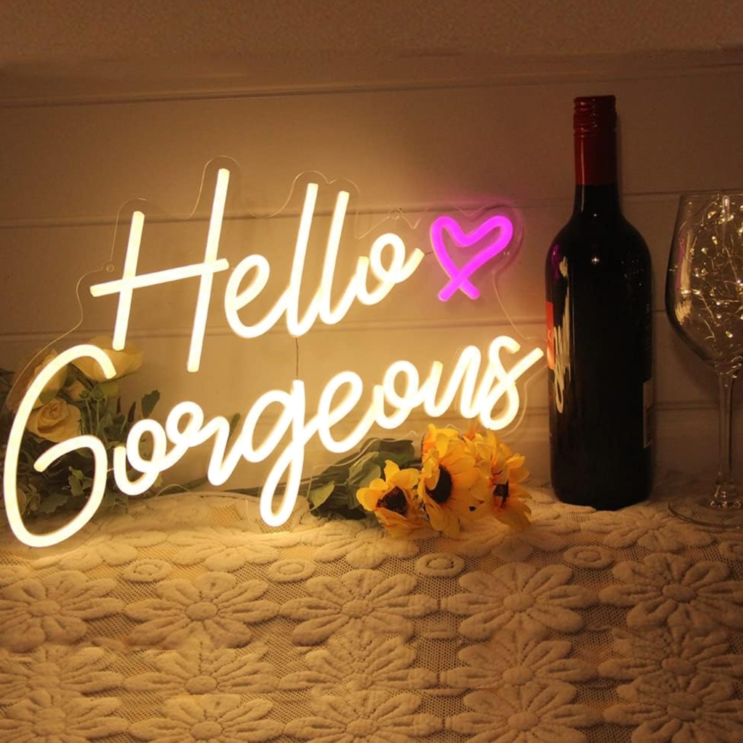 Hello Gorgeous Neon Sign Hello Beautiful Warm White LED Neon Lights for Home ... Hello Gorgeous Neon Sign Hello Beautiful Warm White LED Neon Lights for Home ...