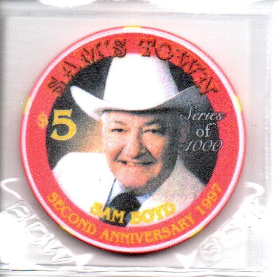 Sam\'s Town Casino 1997 Kansas City MO 5 Dollar Gaming Chip as pictured