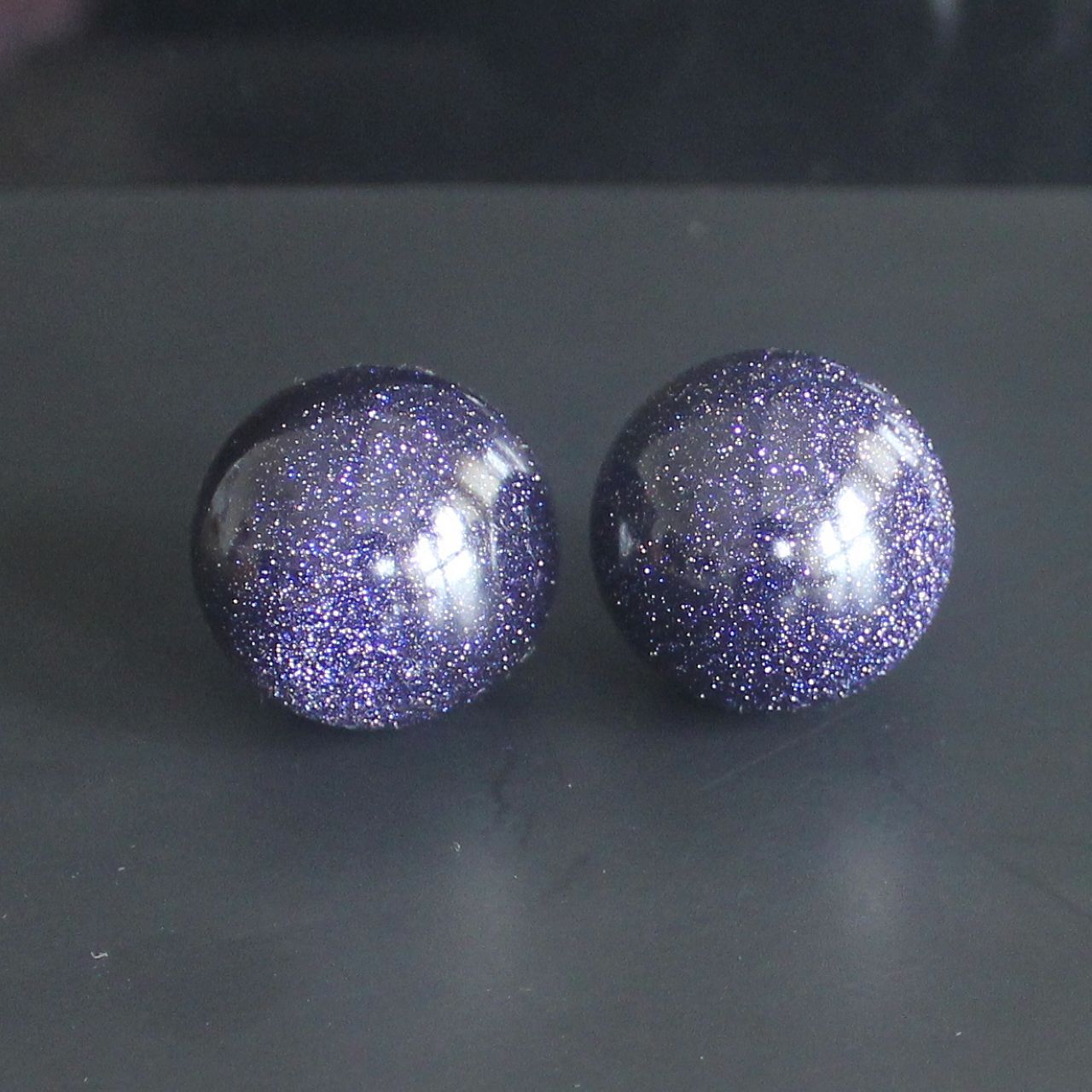 2pc Gemstone crystal blue goldstone sphere ball healing Reiki craft 25mm