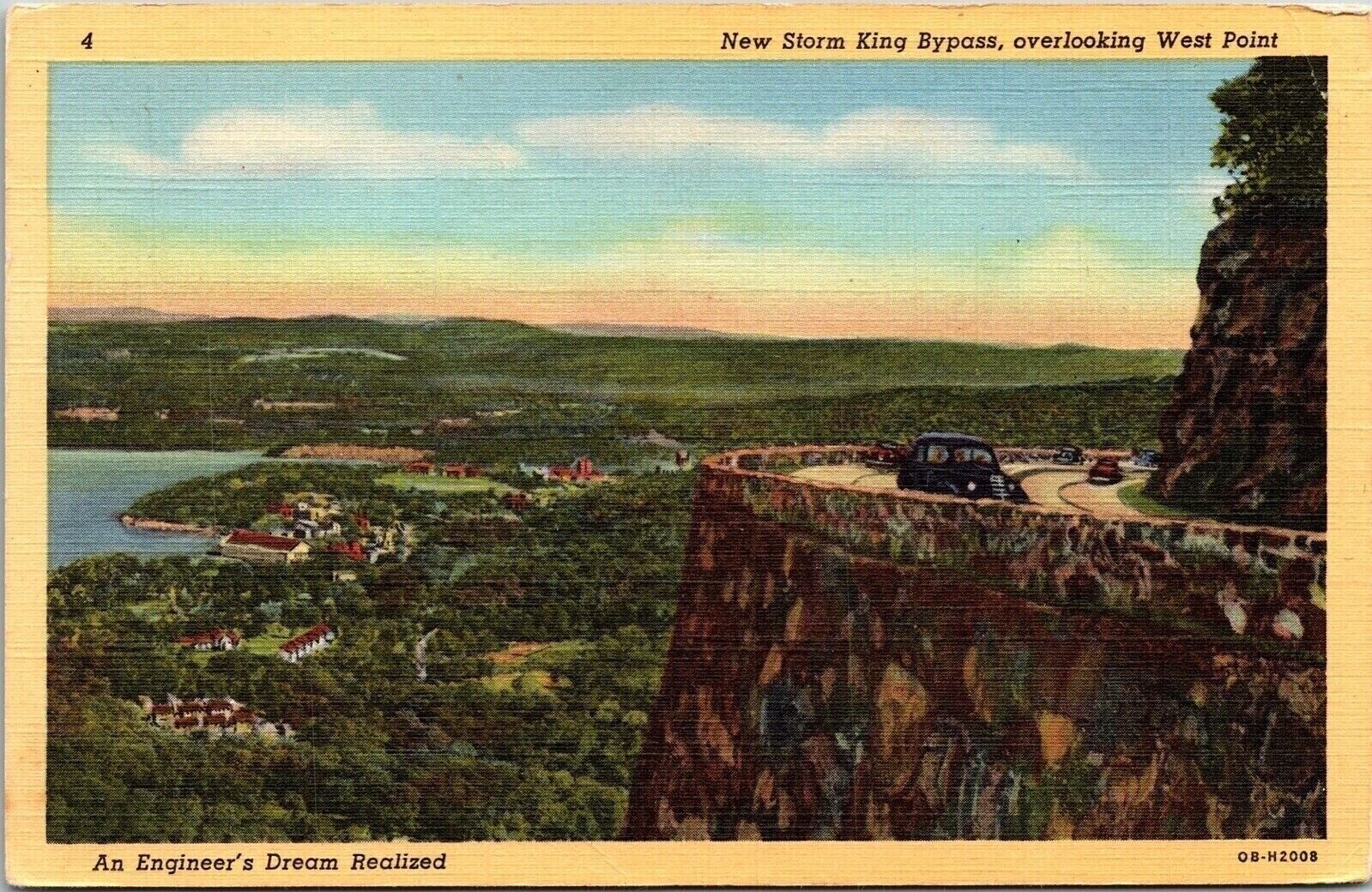 New Storm King Bypass Overlooking W Point Sunset Rd Dr Linen Postcard UNP VTG