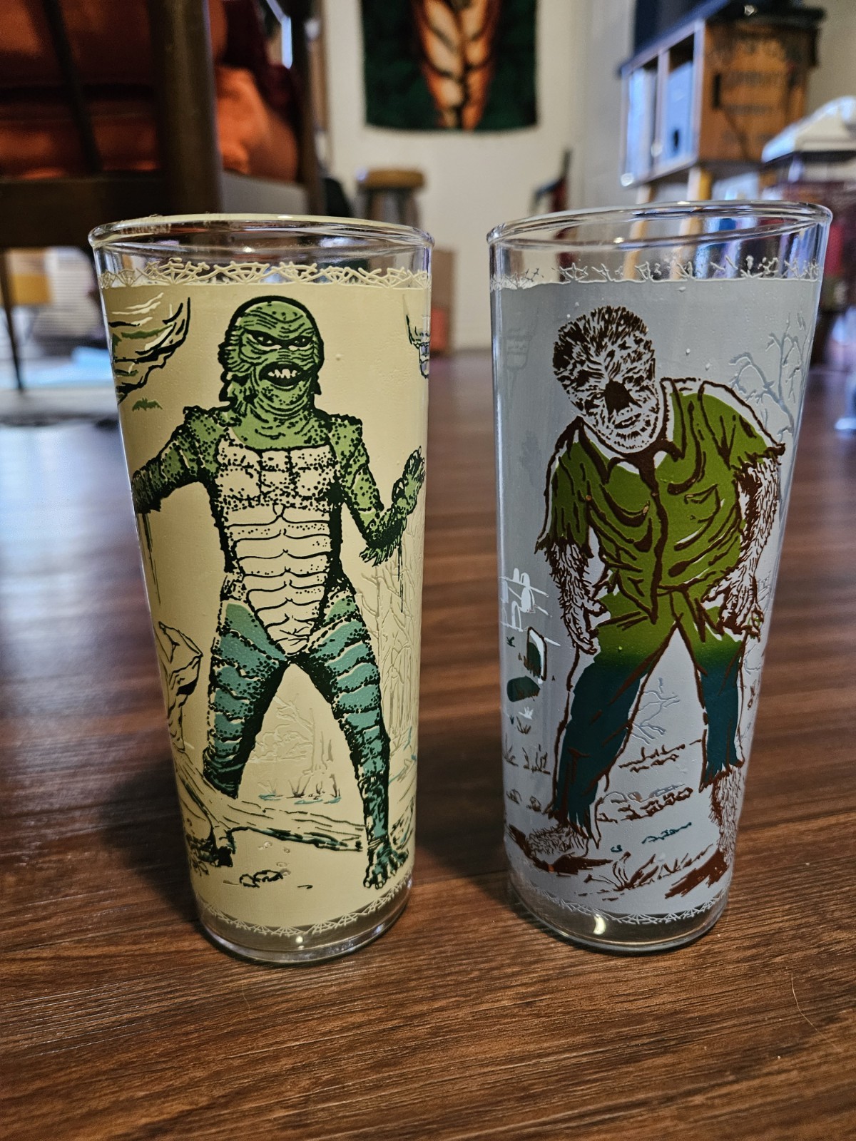 VTG 60s Universal Pictures MONSTER Creature/Wolfman Lagoon Anchor Hocking Glass
