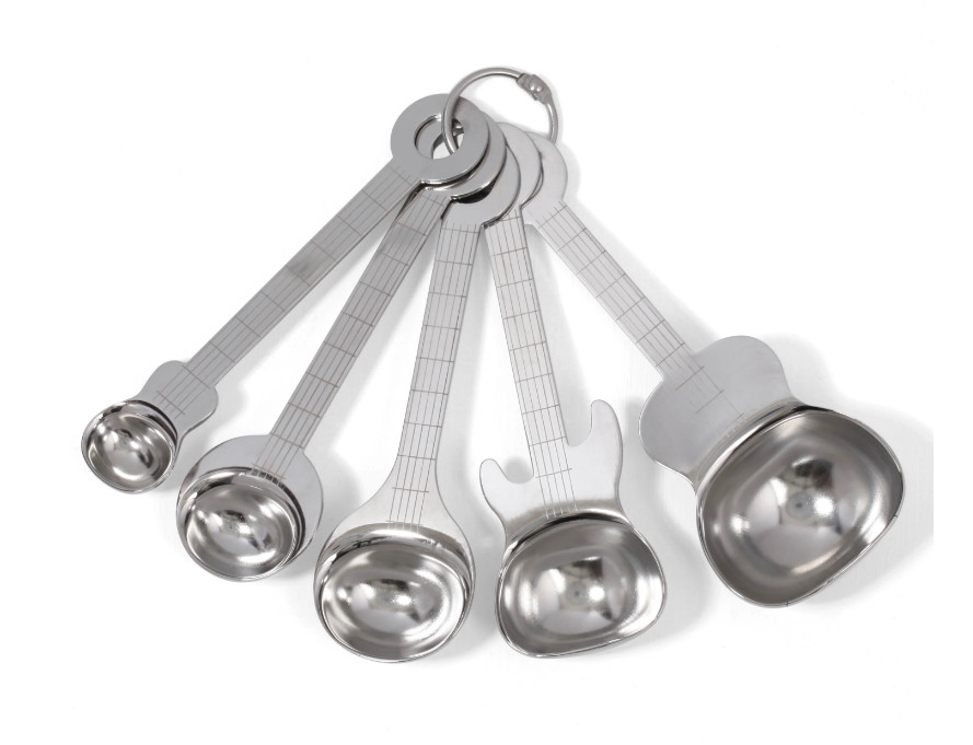 Kikkerland Guitar Shaped Stainless Steel measuring spoons Set NEW IN PACKAGE