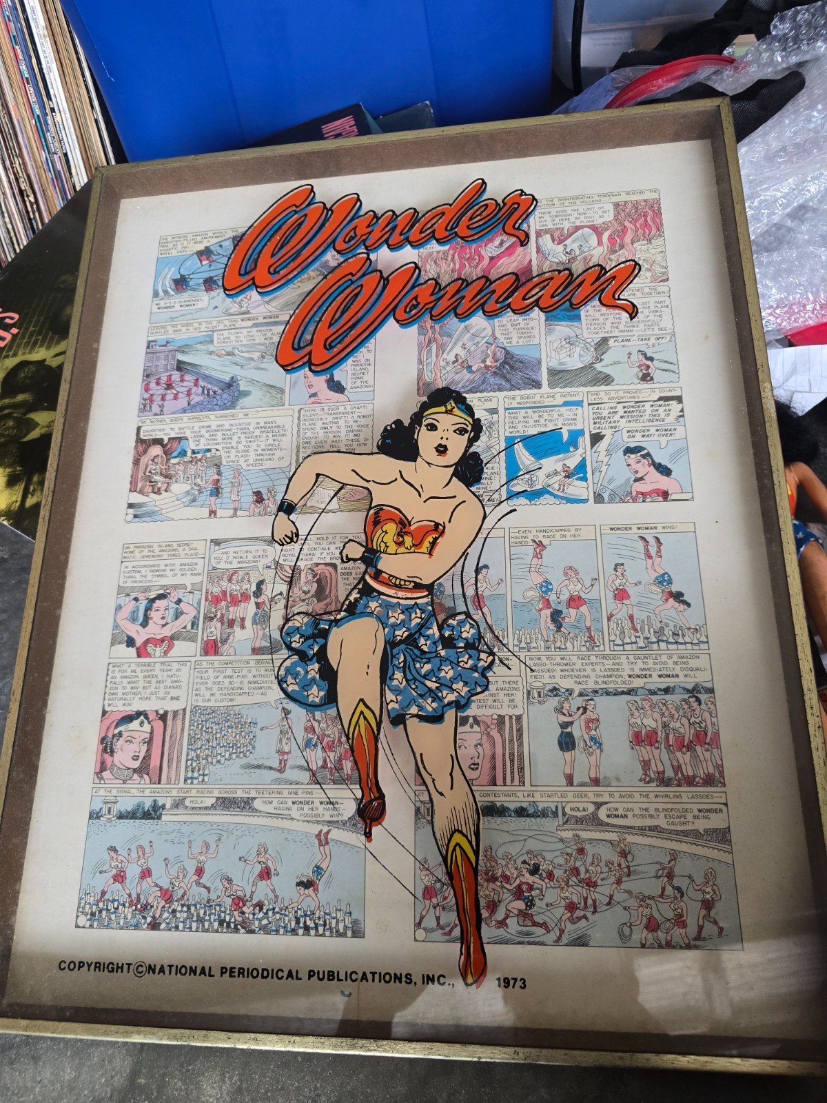 vintage Wonder woman comic book cartoon shadow box 1973