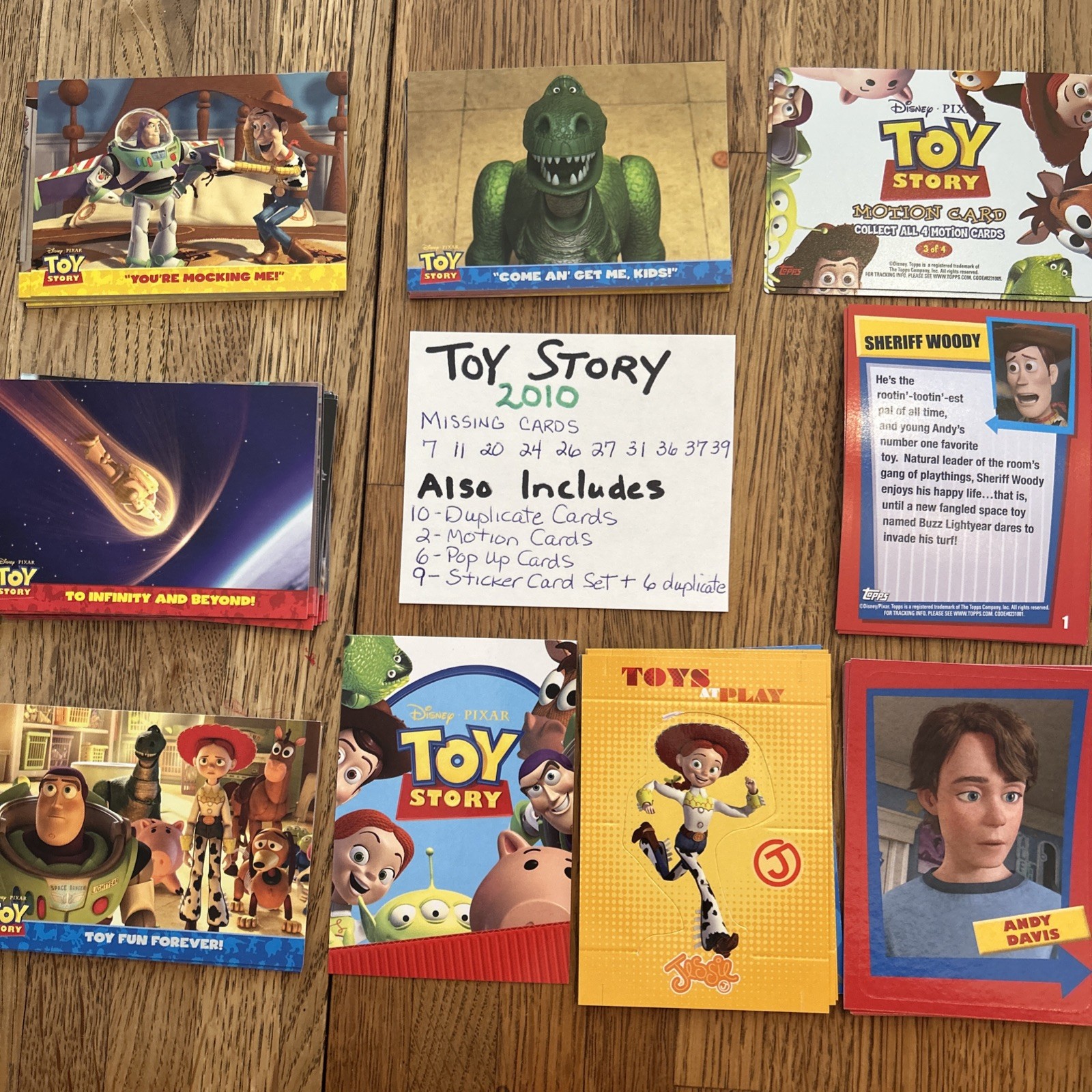 2010 Toy Story Trading Cards Mint Condition plus extras