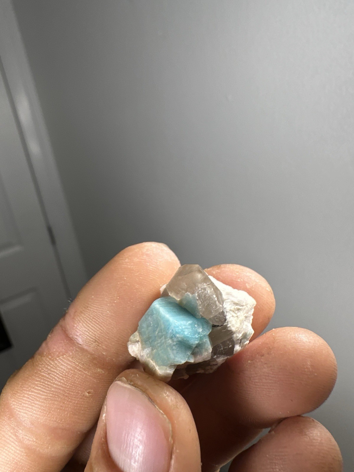 Mini Amazonite Cluster With Smokey Quarts From Colorado