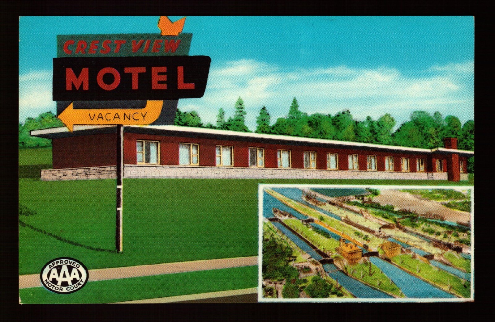 POSTCARD : MICHIGAN - SAULT STE. MARIE MI - CRESTVIEW MOTEL