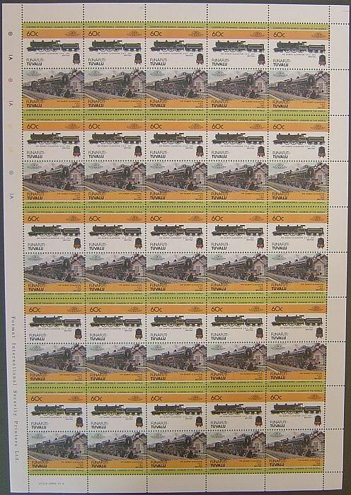 1913 LNWR SIR GILBERT CLAUGHTON 2222 Train 50-Stamp Sheet (Leaders of the World)