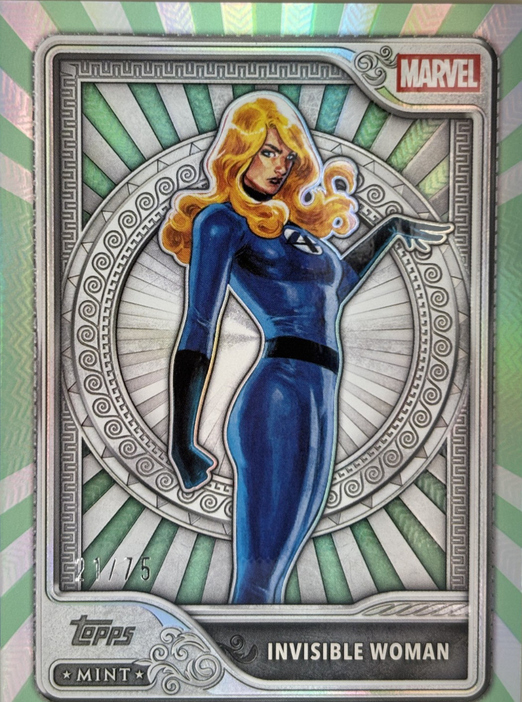 2026 Topps Mint Marvel - #74 Invisible Woman Green Refractor 21/75