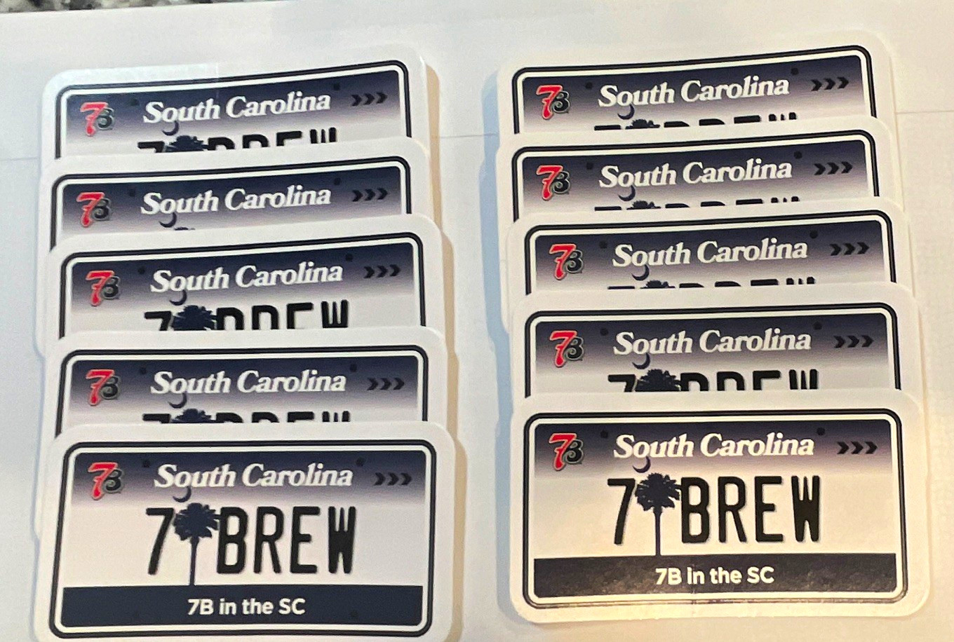 7 Brew South Carolina Coffee & Tea Advertising Sticker, Lot of 10