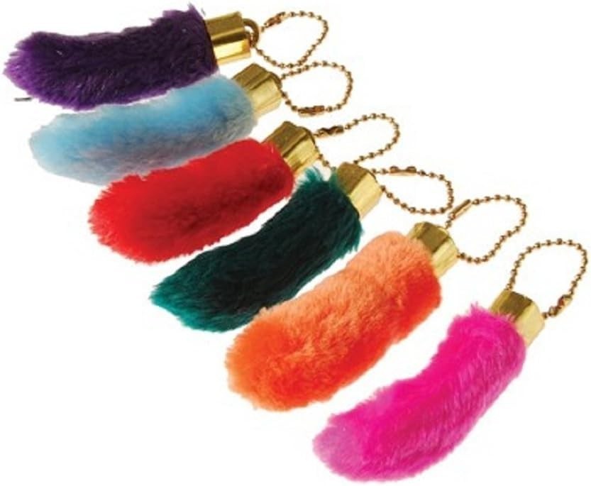 12 Assorted Faux Lucky Rabbit\'s Foot Key Chains - Colorful & Fun Accessories
