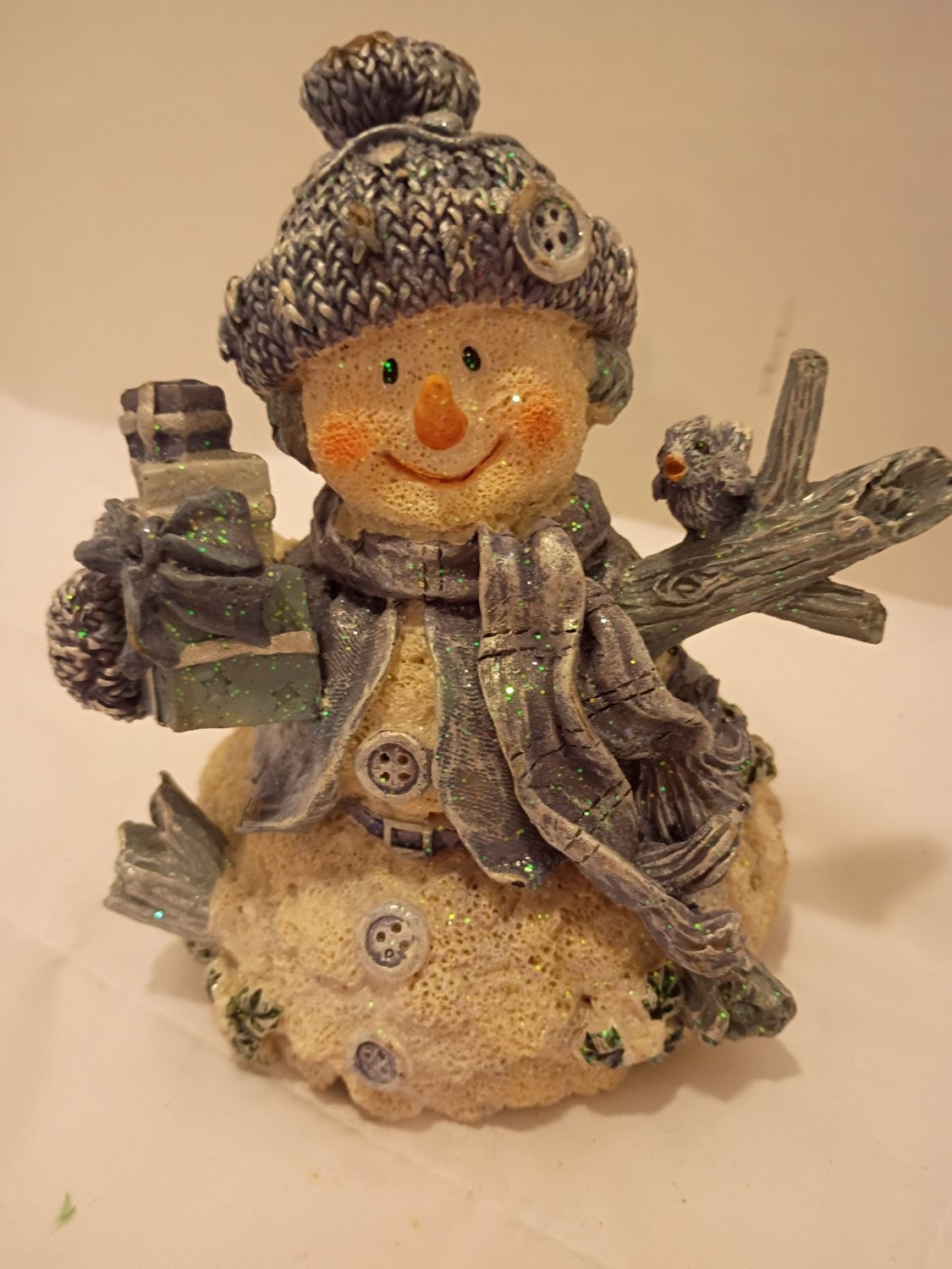 Vintage 2001 Young\'s Inc Snowman Wind Up Music Box Figurine Christmas Decor