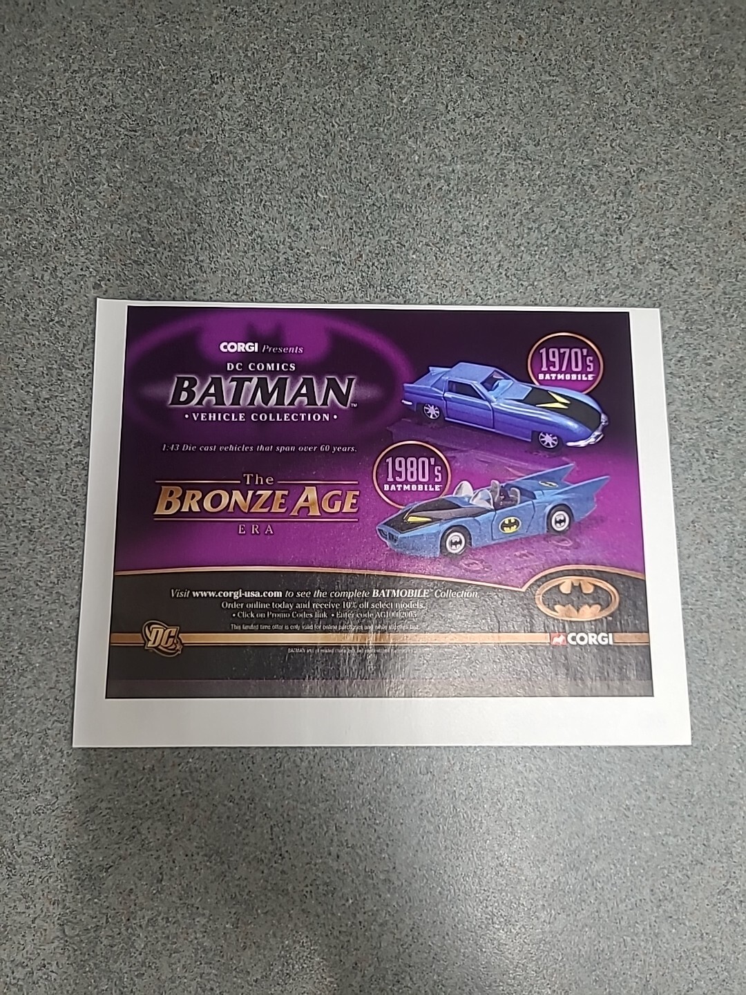 Batman Vehicle Collection Corgi Print Ad 2005 7x5 Great To Frame 