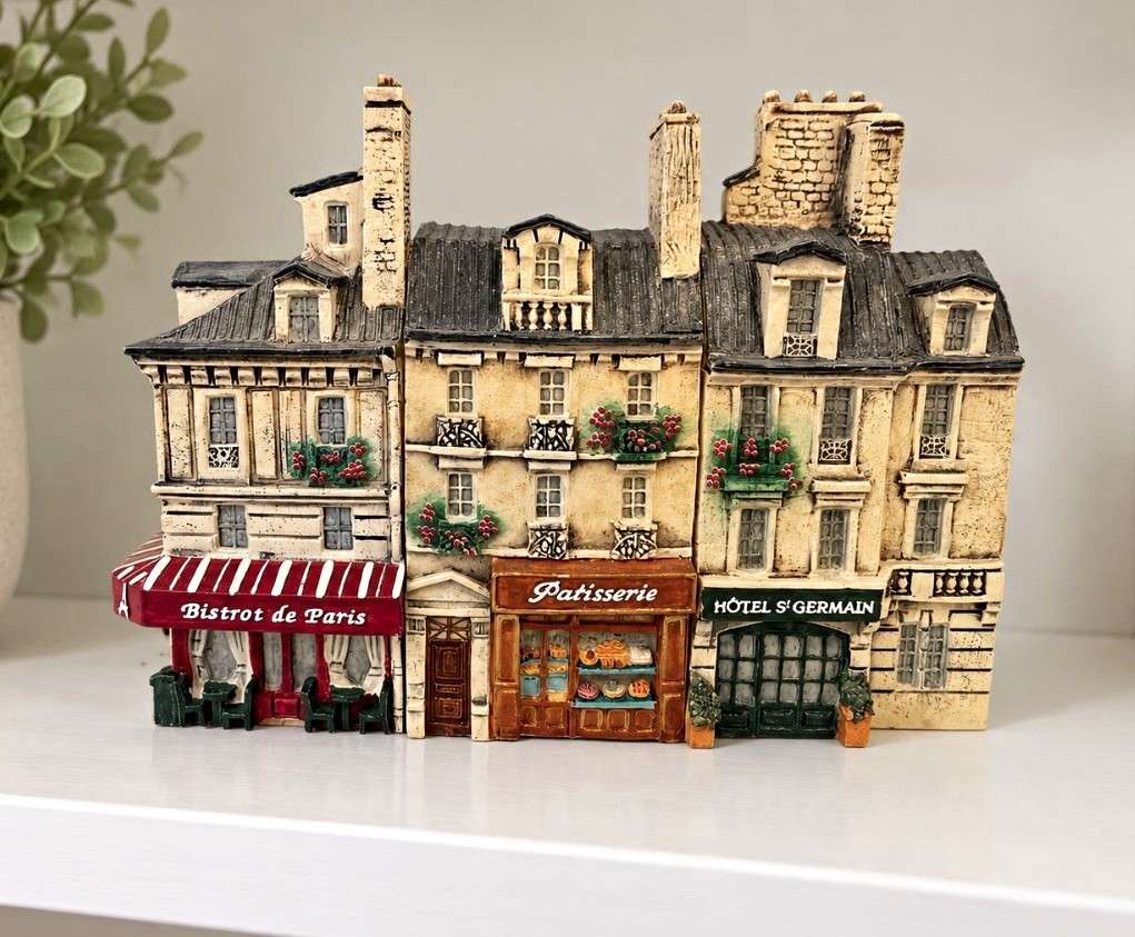 J Carlton Dominique Gault Paris City Building Miniatures Set of 3 Hand Painted