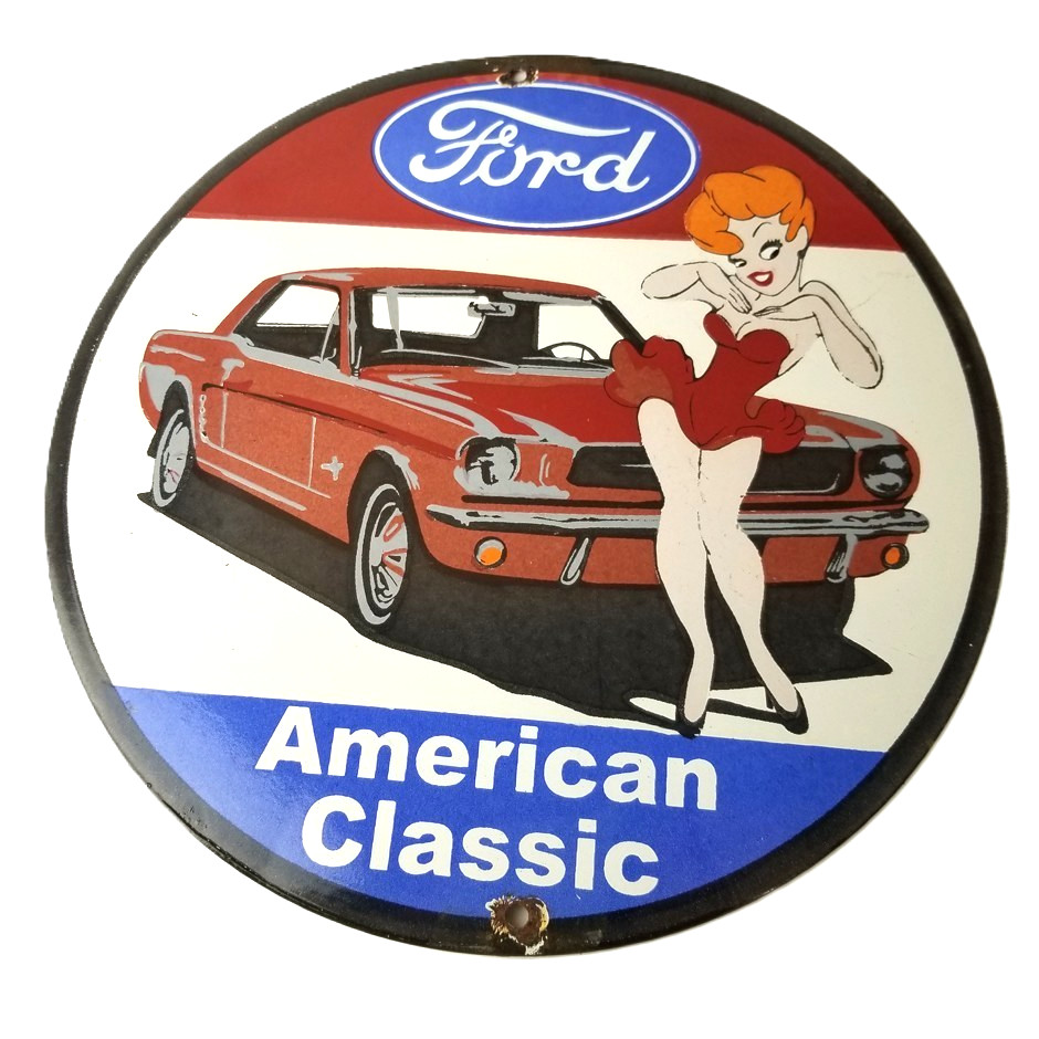 Vintage Ford Motors Sign - Porcelain Automobiles American Classic Gas Pump Sign