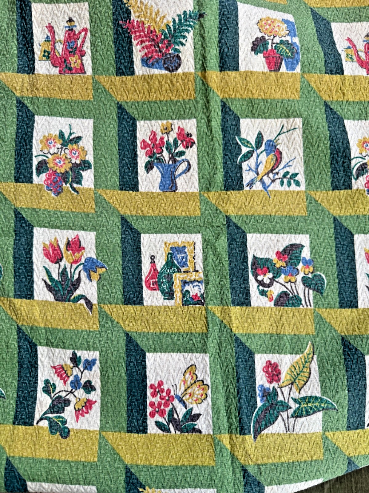 Vintage Mid Century Textured Barkcloth Fabric was a Curtain Panel