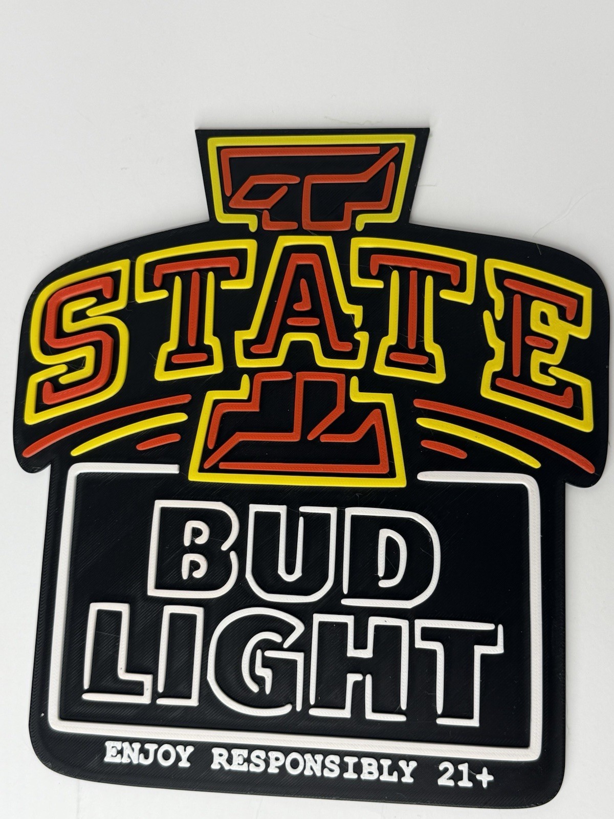 Iowa State Bud Light Sign College Football Gear Beer Mancave 3D Print 9x8in
