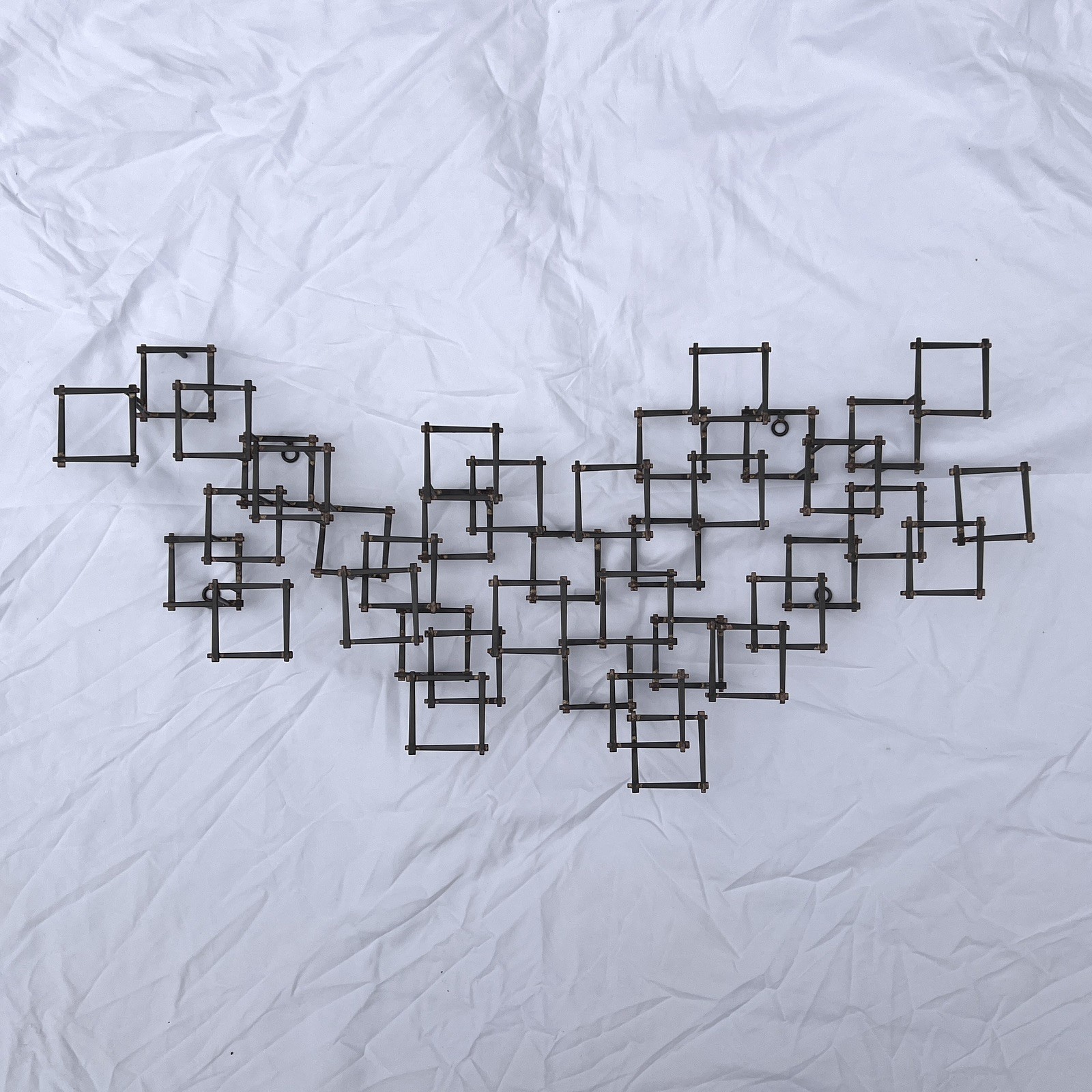 Brutalist Nail Wall Art Sculpture Metal 1960s 1970s 34”x16”x 4” Large Abstract