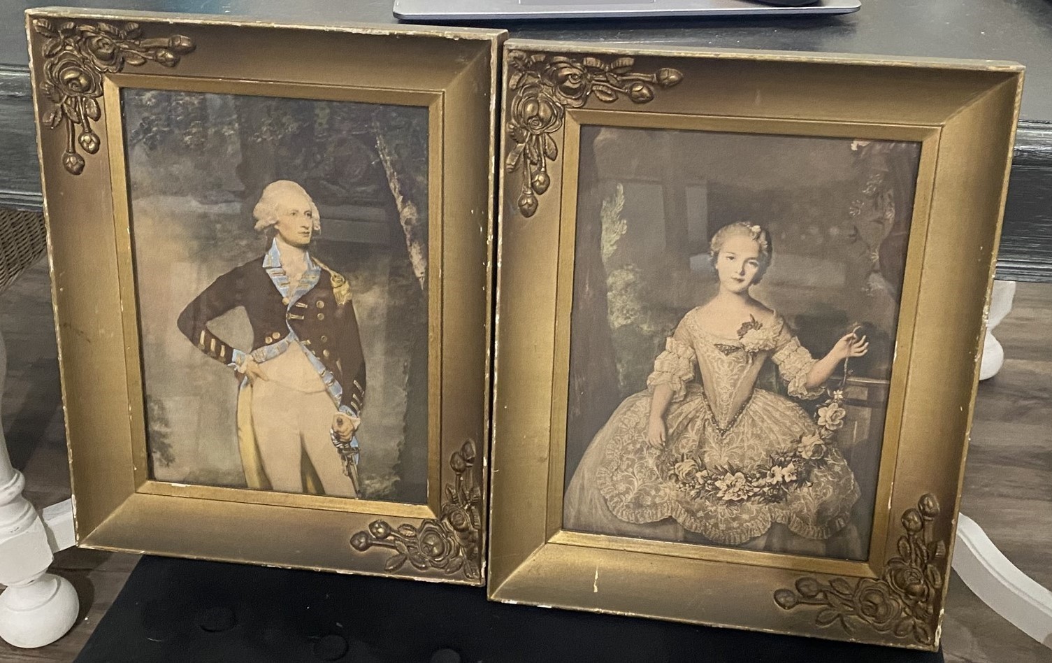Vintage George Washington Portrait Martha Washington Framed Youthful Art Prints