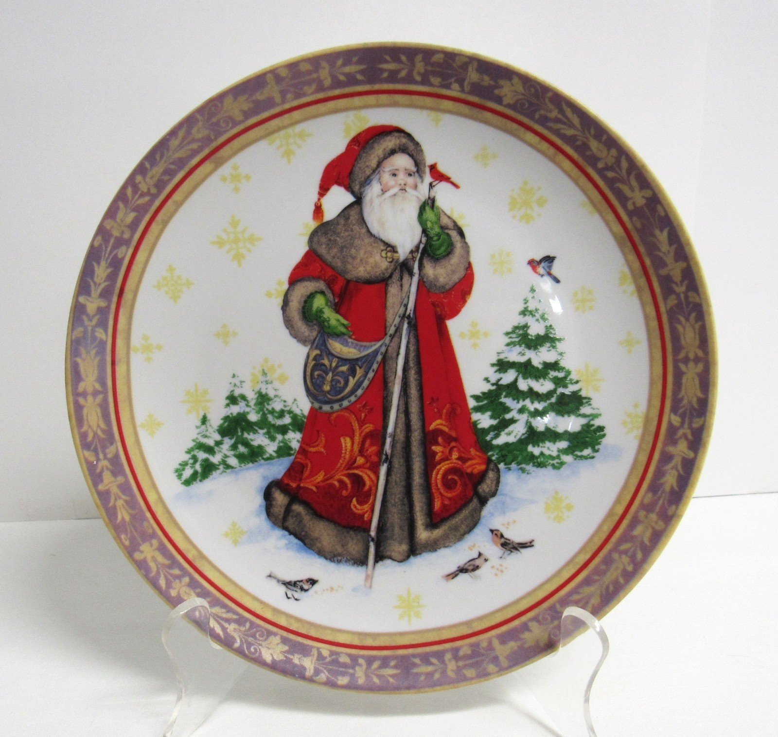 Old World Santa and Birds Christmas Plate - VGUC to EUC