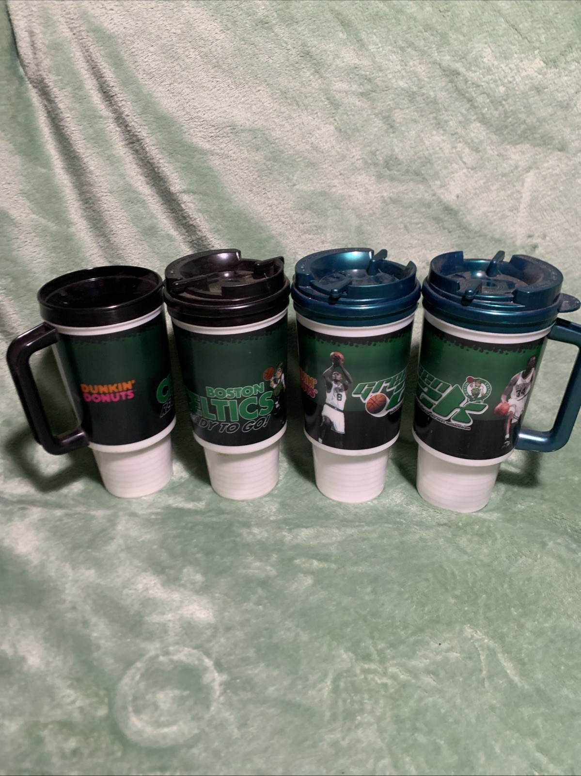 Lot of 4 Vintage Dunkin Donuts Boston Celtics Travel Mugs