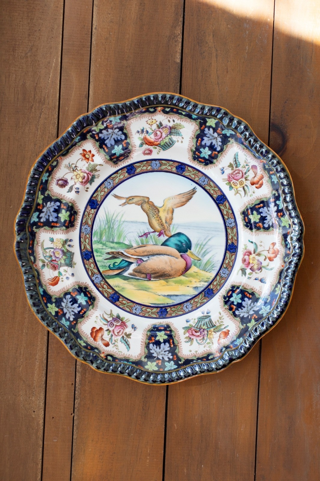 antique Copeland Spode Upland Game / wild birds mallard duck plate 10.5\
