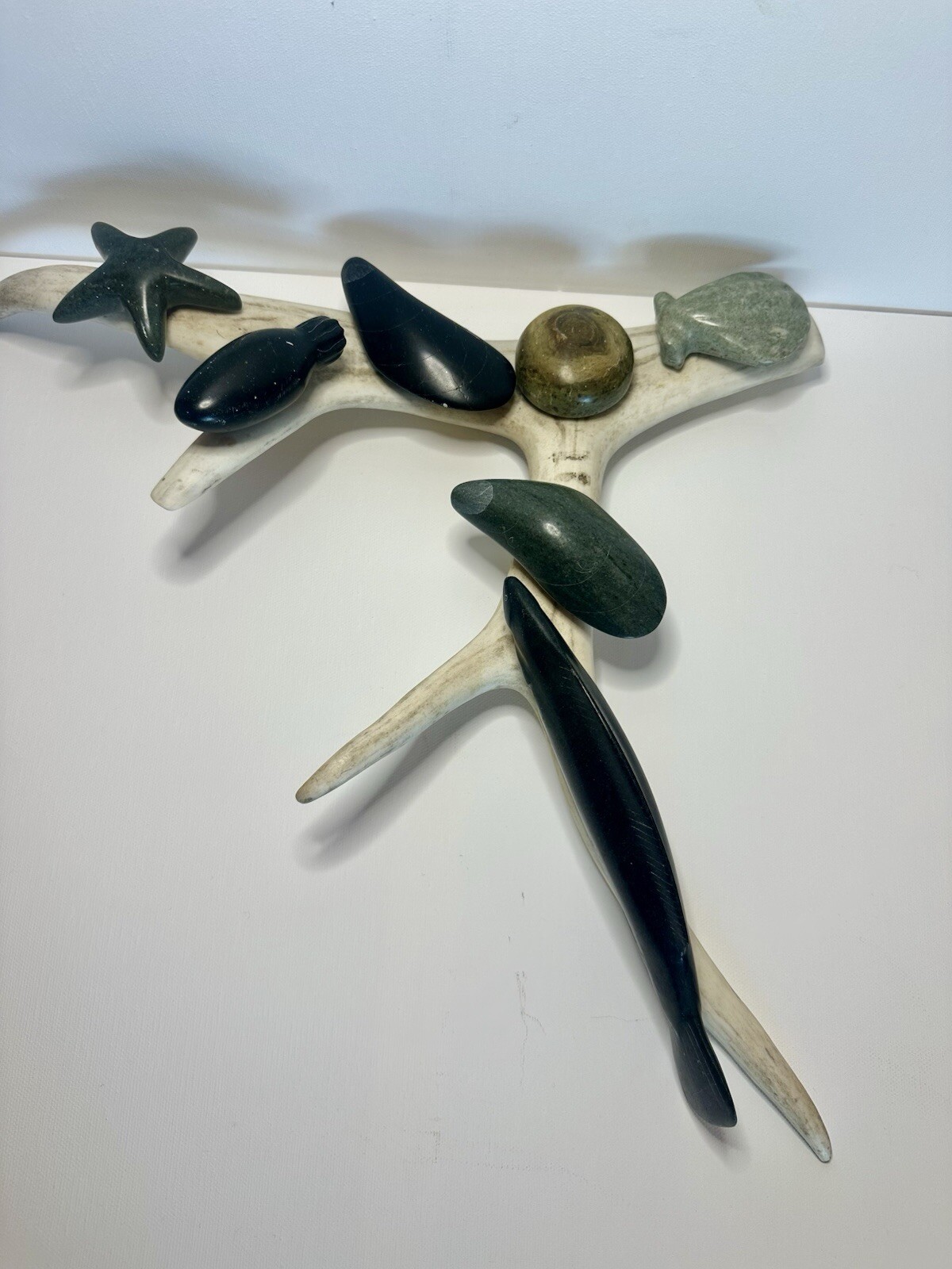 Inuit Carver Elijah Kavik Ocean Inspired Soapstone Carvings Mounted  Caribou Ant