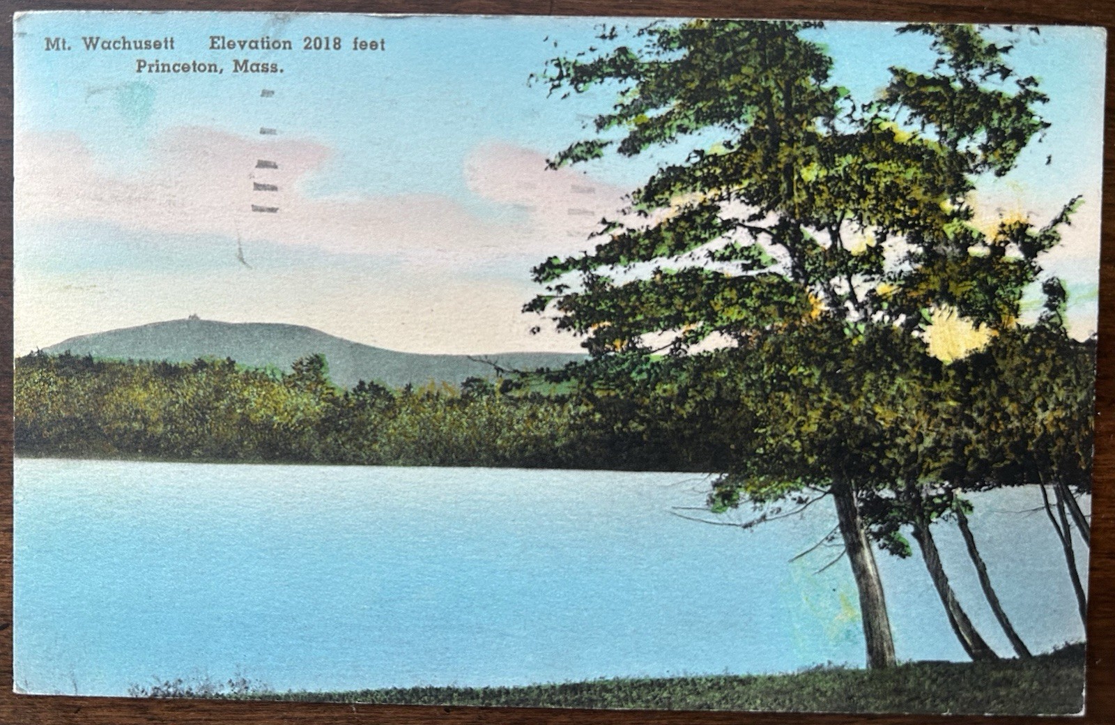 PRINCETON MA MASS~Mount Mt Wachusett~1940 Pretty Hand Colored Postcard