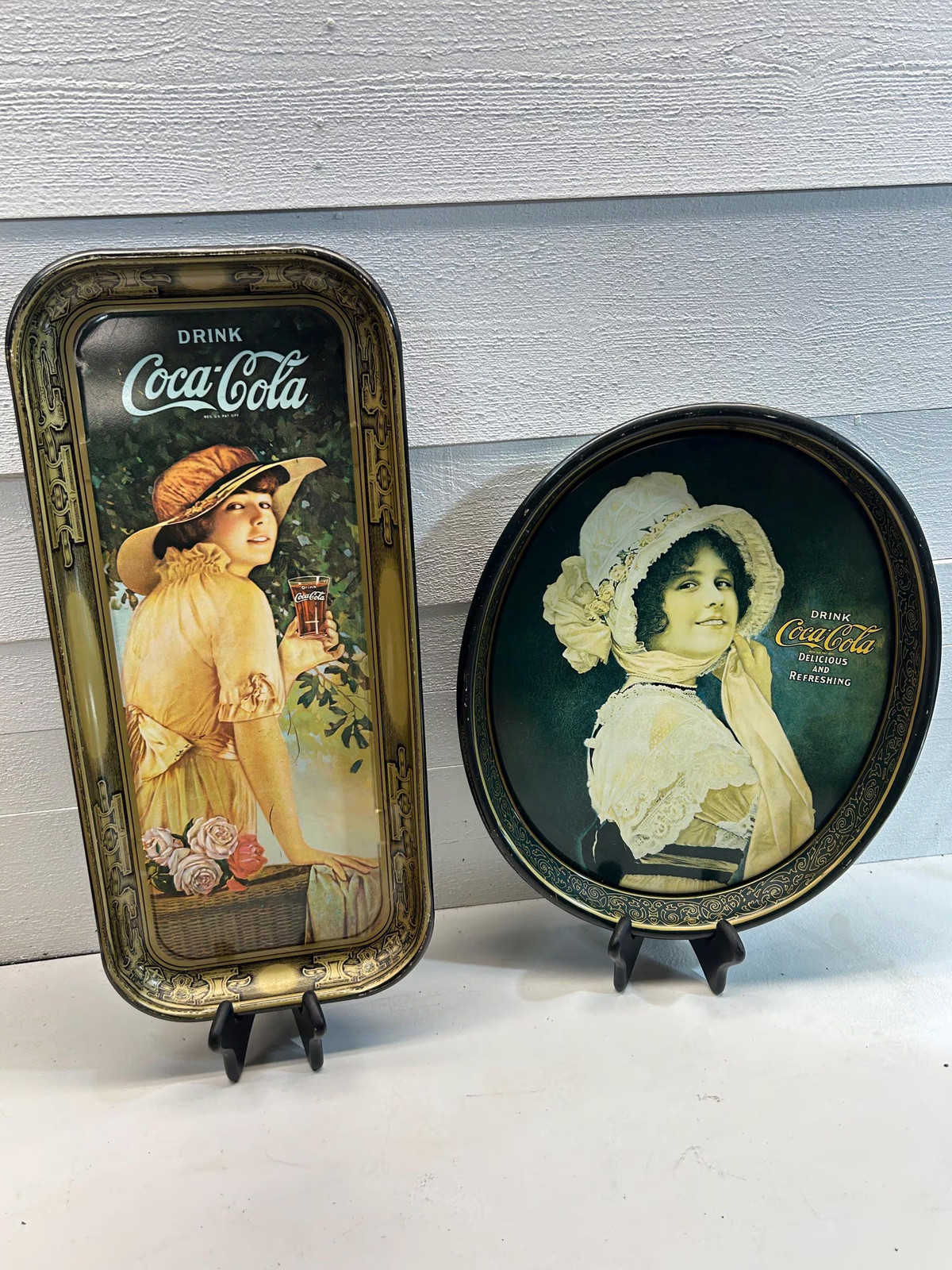 Vintage Coca-Cola Tray Set , 1970s Coke Advertising Reproductions