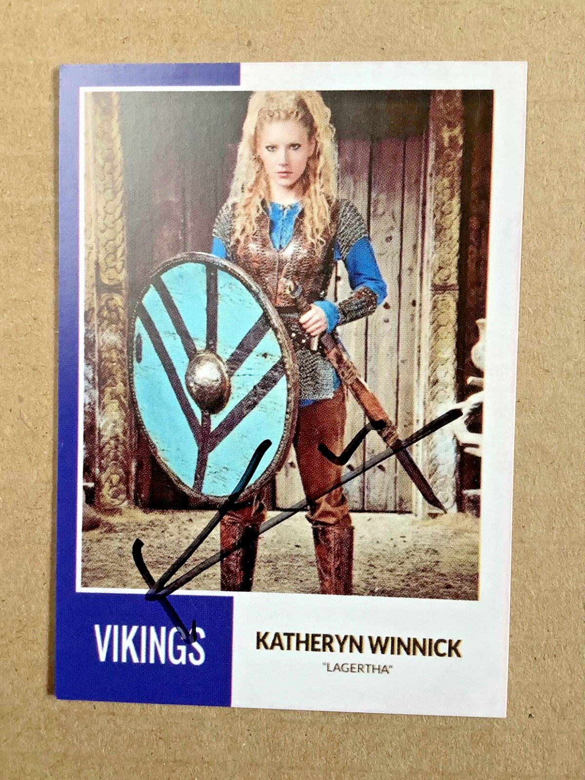 LAGERTHA KATHERYN WINNICK Signed Autographed Vikings custom card Big Sky JSA COA