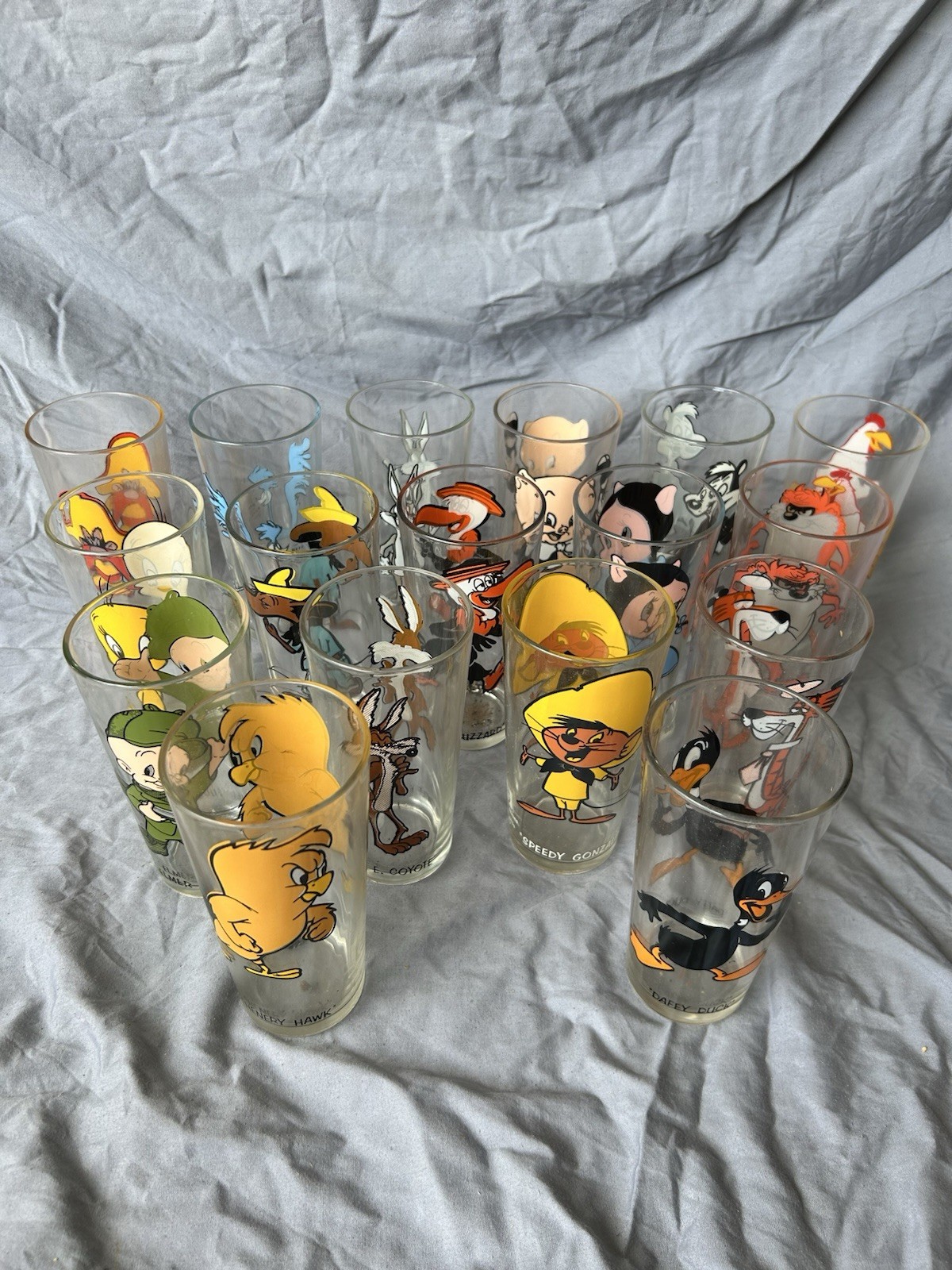 Vintage 1973 Pepsi Collector Series Looney Tunes Glasses Lot of 17 Warner Bros