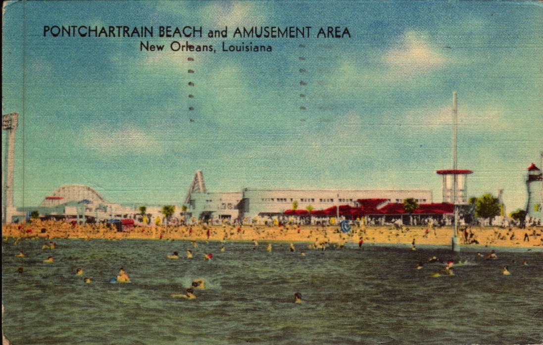 Vintage Postcard Pontchartrain Beach & Amusement Area New Orleans LA  1954