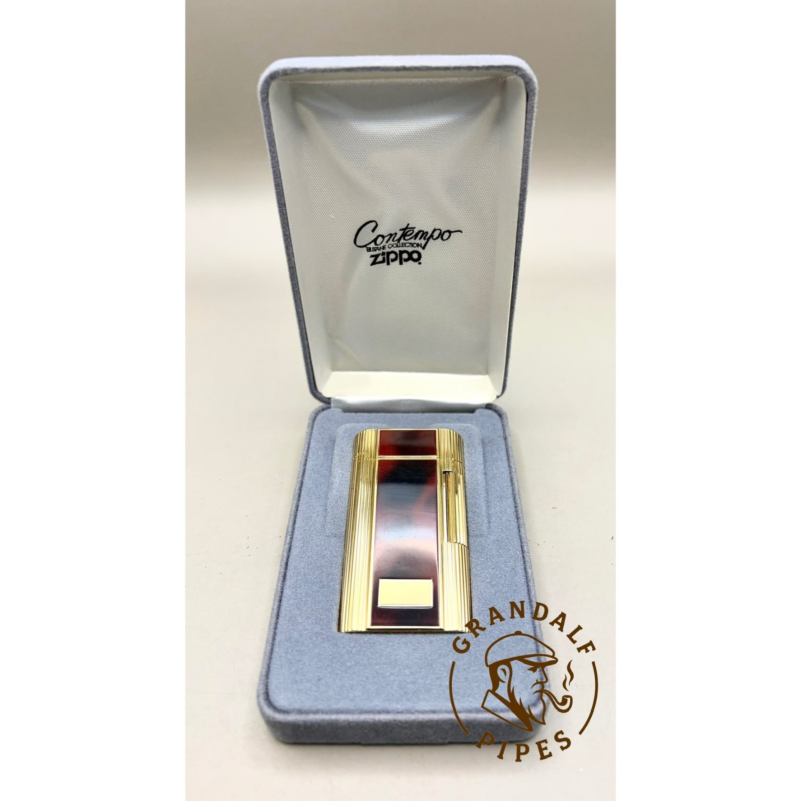 Vintage Zippo Contempo Butane Lighter #716 Tortoise Gold Boxed Working