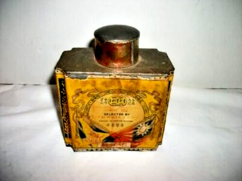 1930s Jasmine Tea Tin Tack Kee & Co Canton Great Art Deco Graphics Paper Label