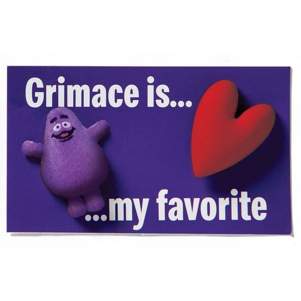 McDonald\'s Grimace is my Favorite - Heart Fuzzy Flocked Lapel Pins - NEW