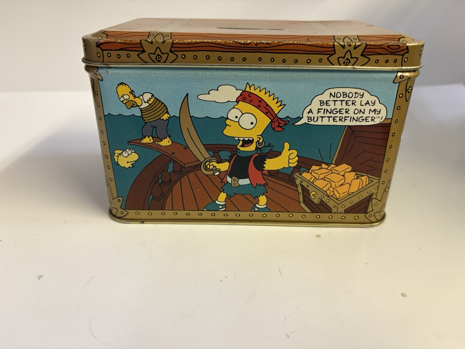 Vintage 1992 Bart Simpson Pirate Butterfinger Tin Bank