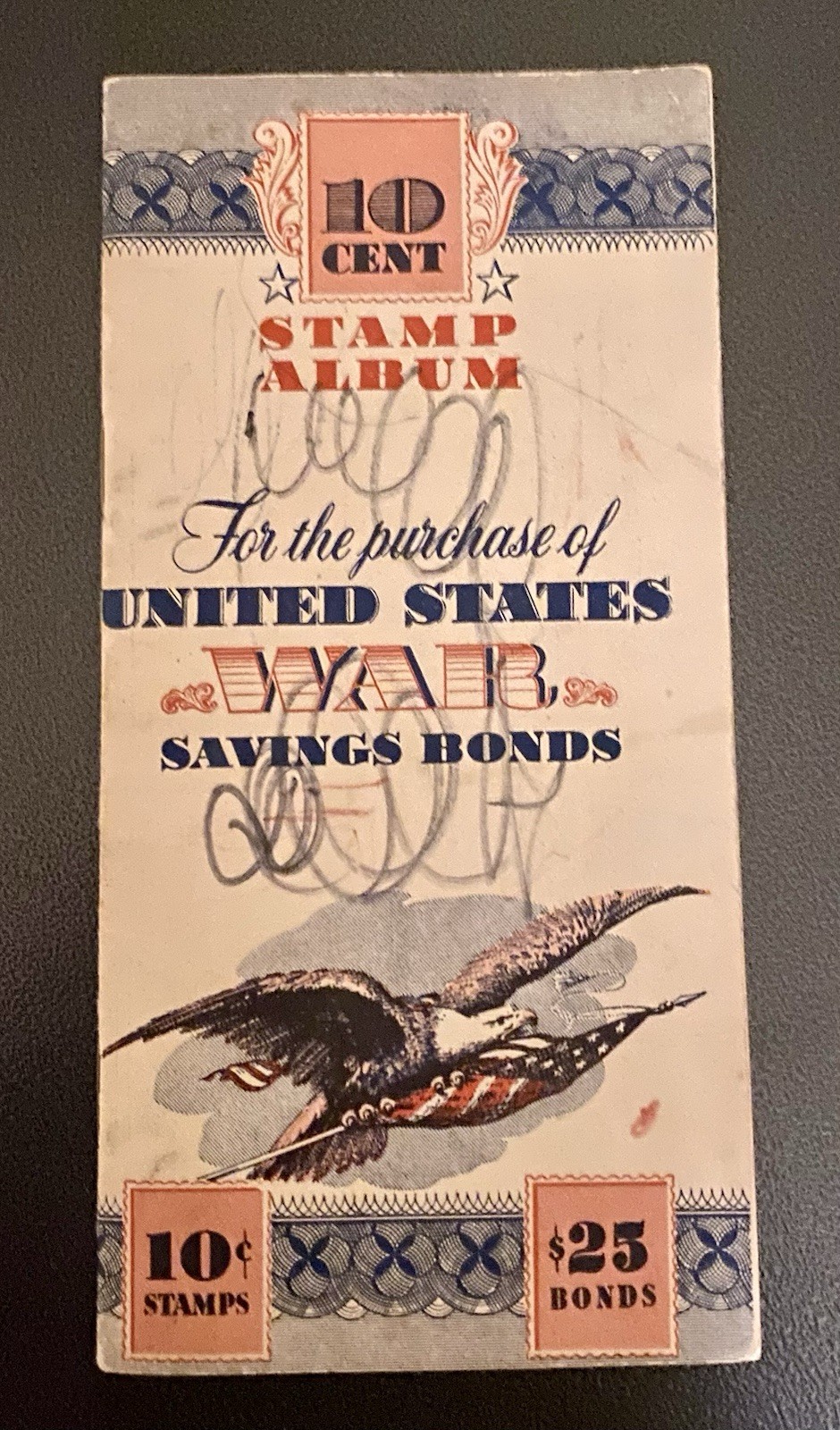 1942 UNITED STATES War Savings Bonds 10 Cent Stamp Album - with 8 Stamps