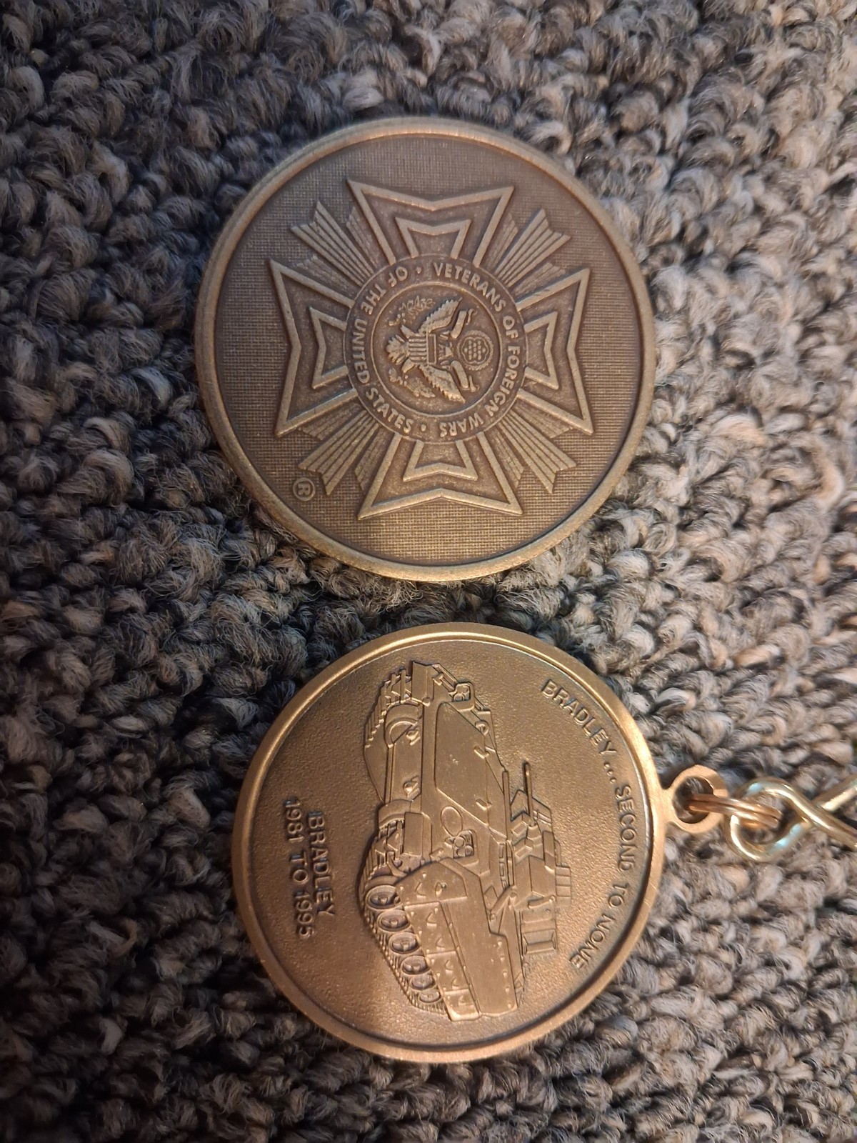 1980 Vintage medallions featuring the VFW and M2 Bradley Fighting Vehicle
