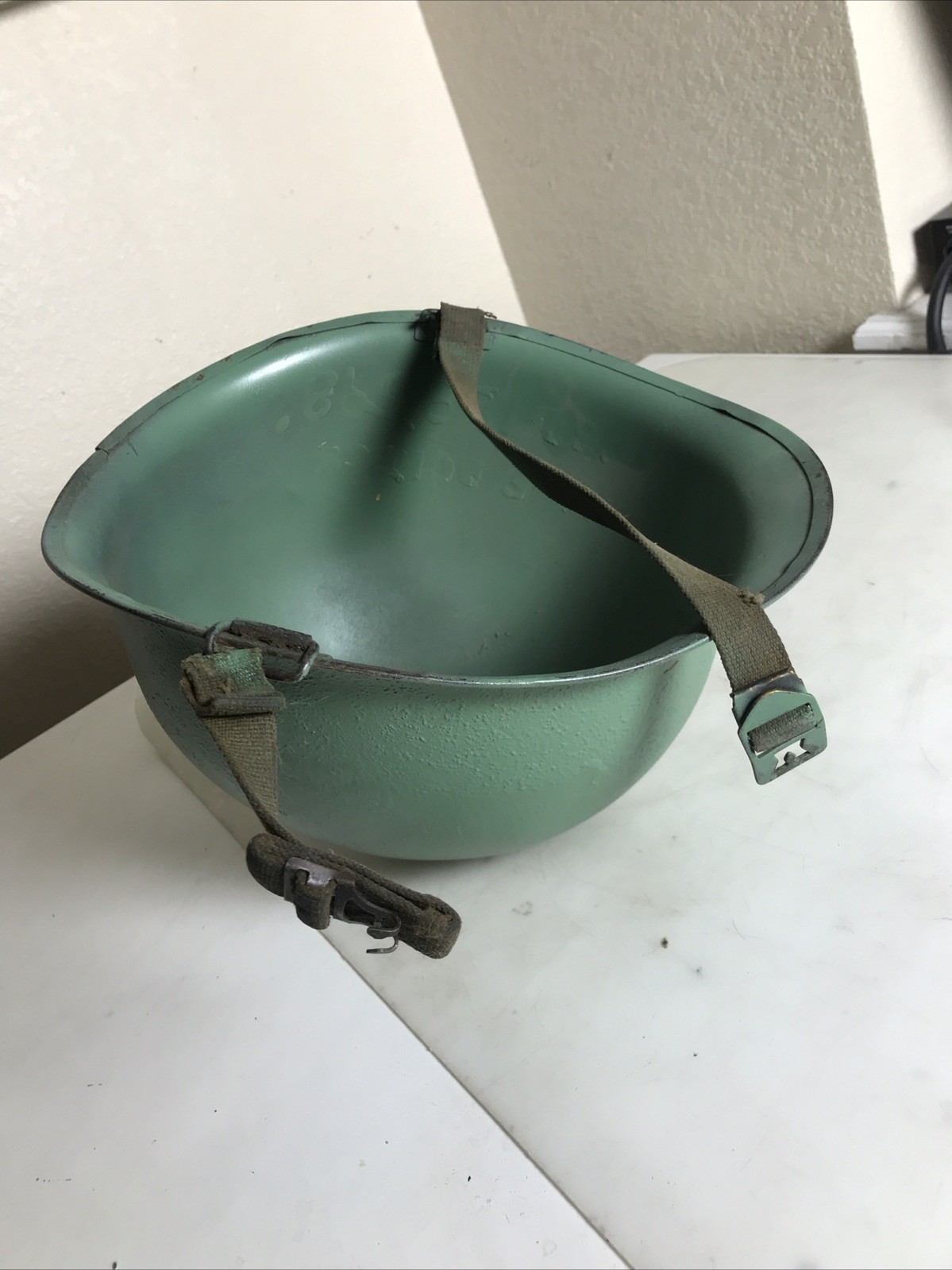 Original WWII M1 Helmet Front Seem Fixed Bale US M1 Helmet Shell