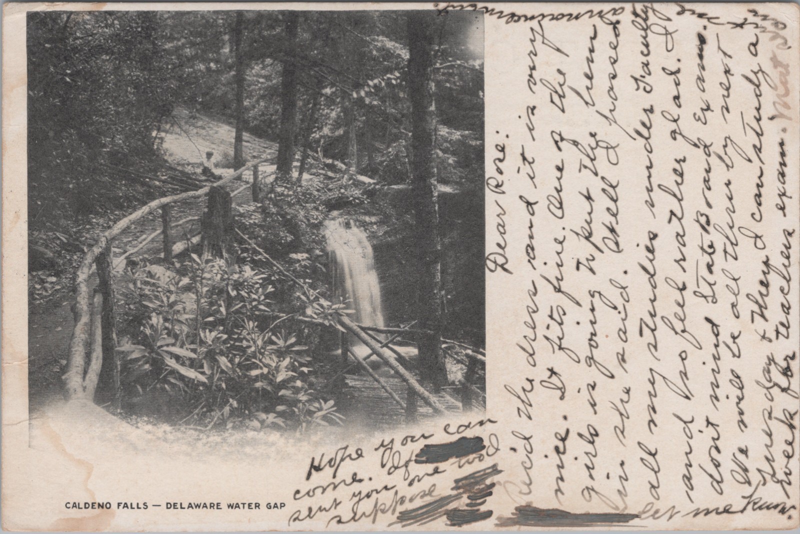 Caldeno Falls Delaware Water Gap PA Postcard c1907 B&W