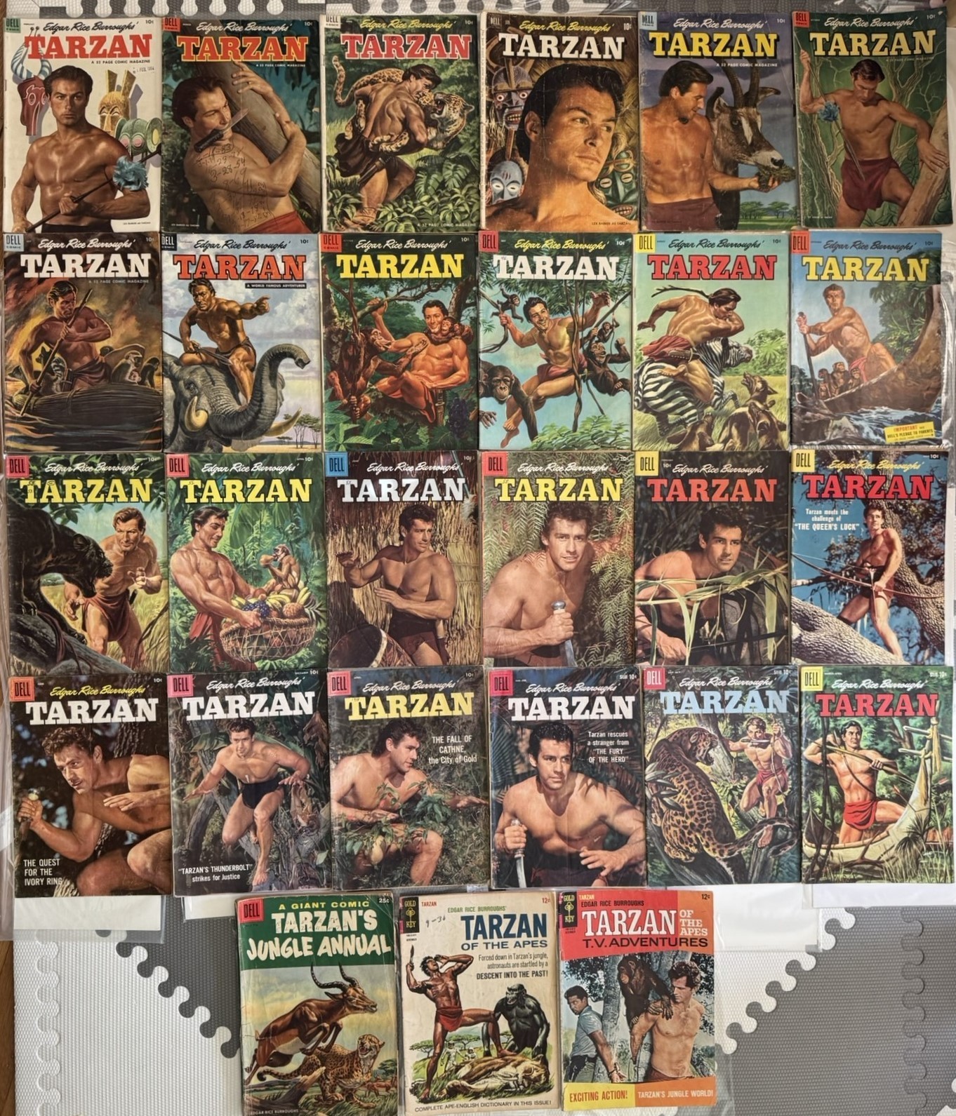 Dell Tarzan comic book lot of 27 issues PLUS fan club photos & March of Comics