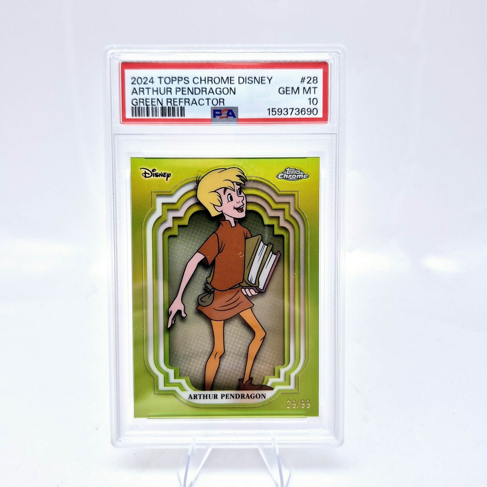 2024 Topps Chrome Disney Arthur Pendragon #28 PSA 10 Green Refractor /99