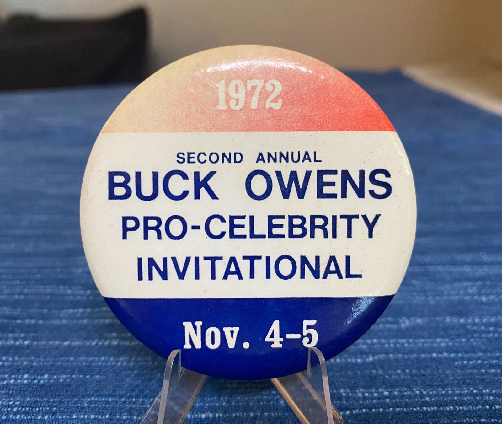 VTG 1972 Buck Owens Pro Celebrity Invitational Golf Button 2.5