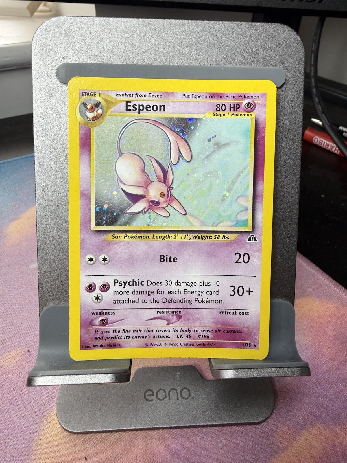Pokémon Espeon Neo Discovery TCG 1/75 Holo Unlimited Rare Card