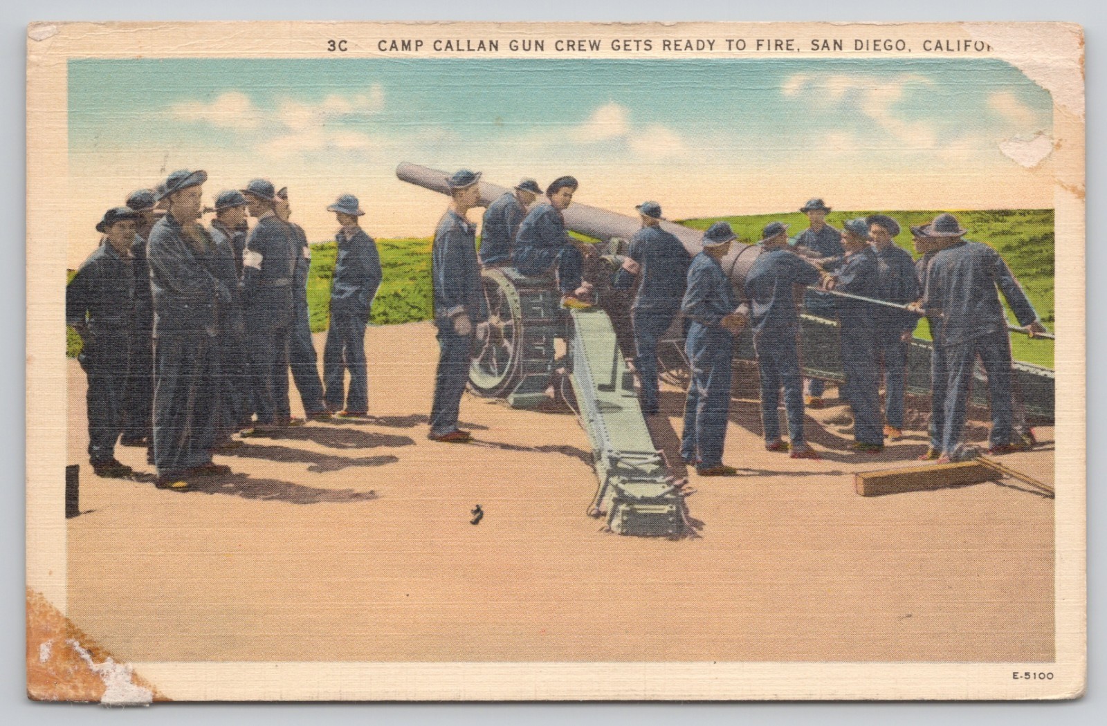 Postcard c1940 San Diego CA Camp Callan U.S. Army Gun Crew