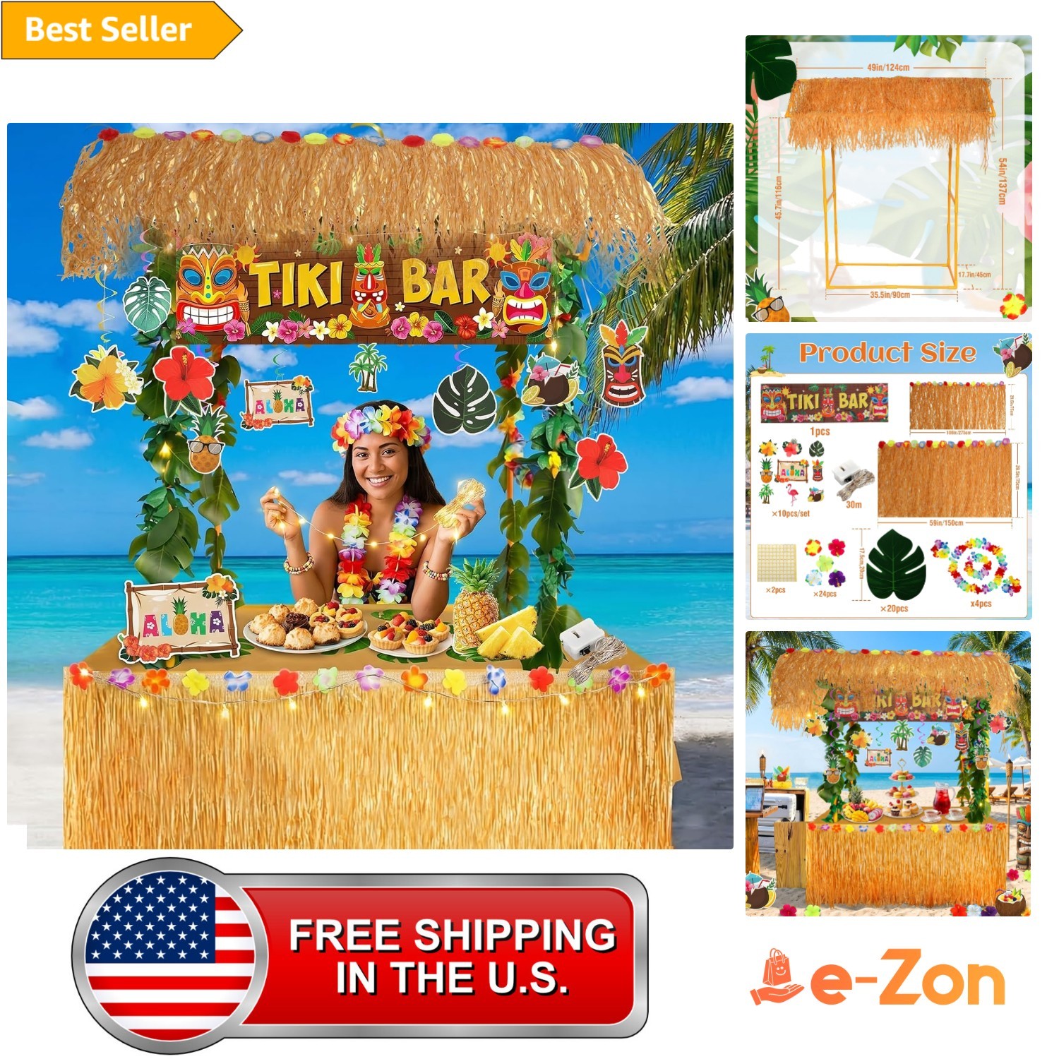 53PCS Abundant Tiki Bar Hut Party Decoration,Portable Outdoor Tiki Bar Kit In... 53PCS Abundant Tiki Bar Hut Party Decoration,Portable Outdoor Tiki Bar Kit In...