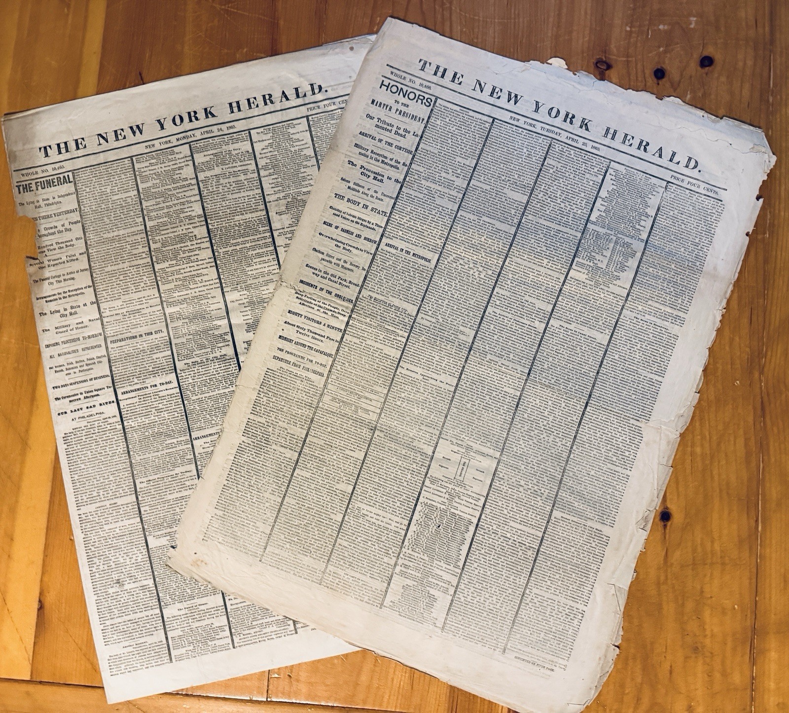 Lincoln Assassination Newspaper 1865 Original Apr 24 / 25