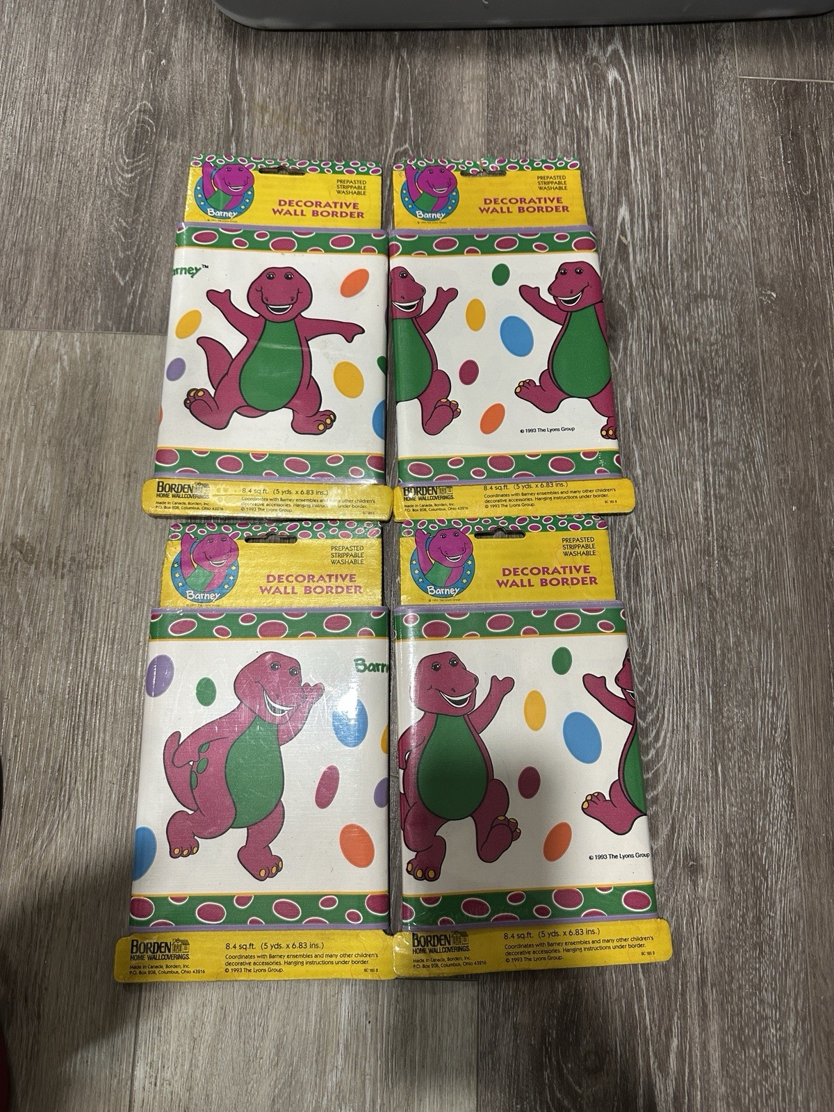 Vintage 1993 Barney Wallpaper Border Borden 5 Yards 8.4 Sq Ft Lyons Group 