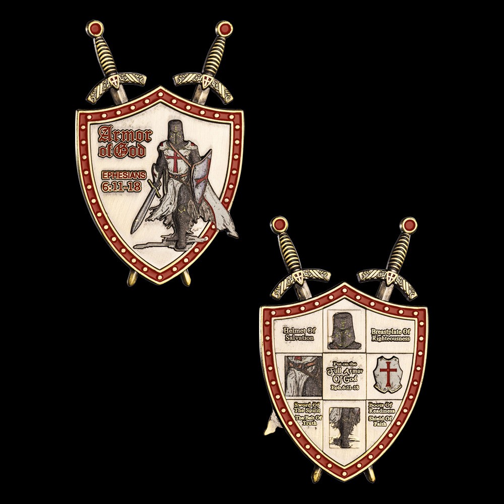 3D Antique Gold Knights Templar Armor of God Eph. 6:11-18 Christian Collectable
